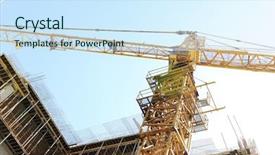  Presentation with construction cranes - Theme consisting of asett - buildings under construction and cranes background and a sky blue colored foreground