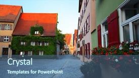  Presentation with street smart entrepreneur - Colorful presentation theme enhanced with asett - cozy street of town backdrop and a ocean colored foreground