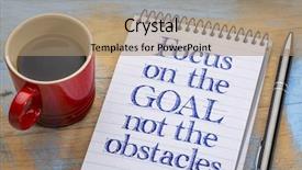  Presentation with spiral notebook - Slides having asett - focus on the goal not background and a coral colored foreground