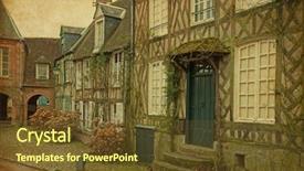  Presentation with old paper - Beautiful presentation theme featuring asett - old houses in medieval village backdrop and a tawny brown colored foreground
