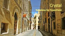  Presentation with old soho street - Presentation enhanced with asett - view of a picturesque street background and a tawny brown colored foreground