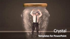  Presentation with lightning and thundering - Audience pleasing slide deck consisting of asfixia - businessman inside a glass jar backdrop and a  colored foreground