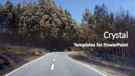  Presentation with forest beautiful spring nature - Presentation theme featuring ash burning forest fireman work background and a dark gray colored foreground