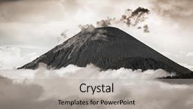  Presentation with volcano - PPT theme having ash cloud rising at semeru background and a light gray colored foreground