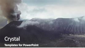  Presentation with volcano eruption - Cool new slide set with ash eruption of the bromo backdrop and a dark gray colored foreground