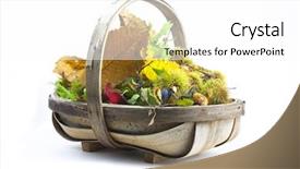  Presentation with autumn leaves falling - PPT theme featuring ash gourd - autumn basket full of leaves background and a white colored foreground