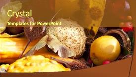  Presentation with life - PPT theme with ash gourd - autumn still life shot outside background and a tawny brown colored foreground