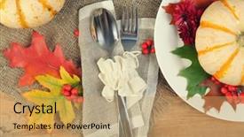  Presentation with ash gourd - Audience pleasing presentation consisting of ash gourd - orange pumpkins on wooden table backdrop and a coral colored foreground