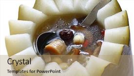  Presentation with ash gourd - Presentation theme consisting of ash gourd - winter melon soup chinese cuisine background and a coral colored foreground