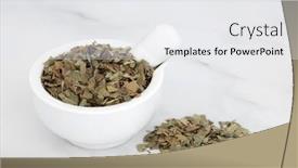  Presentation with fever medicine - Slide set enhanced with ash-herb-leaves background and a white colored foreground