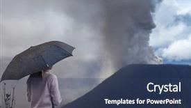  Presentation with volcano eruption - Slides featuring ash watches volcano eruption background and a ocean colored foreground