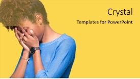  Presentation with woman crying - Audience pleasing PPT theme consisting of ashame - beautiful young african american woman backdrop and a  colored foreground