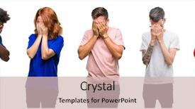  Presentation with people crying - PPT theme with ashame - composition of african american hispanic background and a coral colored foreground