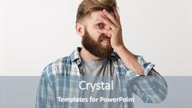  Presentation with role play woman and man - PPT theme having oppression - ashamed bearded man dressed background and a gray colored foreground