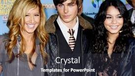 Presentation with release - Colorful presentation design enhanced with ashley-tisdale-zac-efron backdrop and a dark gray colored foreground