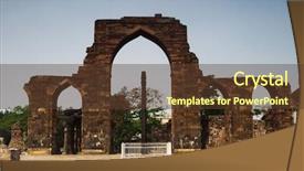  Presentation with qutub minar - PPT layouts featuring ashoka pillar qutub minar delhi background and a tawny brown colored foreground