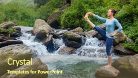  Presentation with waterfall woman - Audience pleasing theme consisting of awana - yoga outdoors - woman doing backdrop and a tawny brown colored foreground