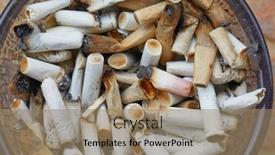 Presentation with cigarette - Slide deck enhanced with ashtray-full-of-cigarette-butts background and a coral colored foreground