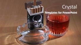  Presentation with smoking alcohol - Presentation enhanced with ashtray-with-a-cigarette background and a tawny brown colored foreground