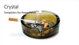  Presentation with smoking ashtray - Presentation theme featuring ashtray with smoking cigarettes background and a white colored foreground