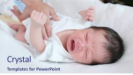  Presentation with new born - Presentation design consisting of asia - baby new born baby crying background and a sky blue colored foreground