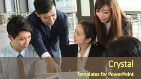  Presentation with asia - Presentation theme consisting of asia - business people discuss or meeting background and a tawny brown colored foreground