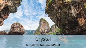  Presentation with krabi - Slide deck with asia - crystal clear sea at railay background and a light blue colored foreground