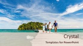  Presentation with pathway - PPT theme with asia - family walking on wooden pathway background and a lemonade colored foreground