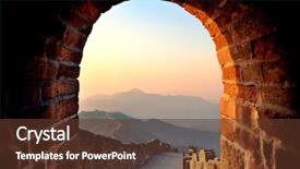  Presentation with morning sunrise - Colorful presentation theme enhanced with asia - great wall in the morning backdrop and a tawny brown colored foreground