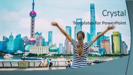  Presentation with china travel - Presentation design with asia - happy china travel tourist success background and a sky blue colored foreground