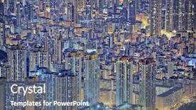  Presentation with hong kong - Slide set featuring asia - hong kong night background and a ocean colored foreground