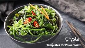  Presentation with seaweed - PPT theme consisting of asia - japanese seaweed salad background and a dark gray colored foreground