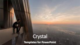  Presentation with cityscape - Slides having asia - man sits on rooftop background and a tawny brown colored foreground