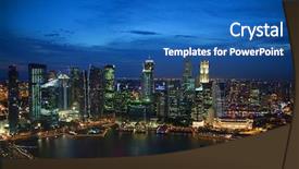  Presentation with view of toronto downtown - Presentation theme enhanced with skyline asia - night view of singapore's famous background and a teal colored foreground