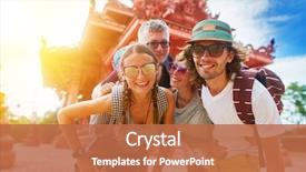  Presentation with thailand - Cool new PPT layouts with asia - tourists posing in front backdrop and a coral colored foreground