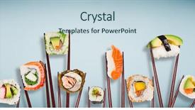  Presentation with asia traditional - Cool new theme with asia - traditional japanese sushi pieces placed backdrop and a sky blue colored foreground