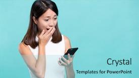  Presentation with reading - Slides enhanced with asia - woman feeling shock reading background and a arctic colored foreground