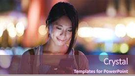  Presentation with asia - Beautiful PPT layouts featuring asia - woman use of cellphone backdrop and a tawny brown colored foreground