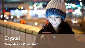  Presentation with city night - PPT layouts enhanced with asia - woman use of cellphone background and a coral colored foreground