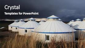  Presentation with tent - Colorful slides enhanced with central asia - yurt - nomad's tent is backdrop and a  colored foreground