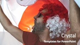  Presentation with japanese - Presentation design having asia audience - japanese fan celebrating with flag background and a tawny brown colored foreground