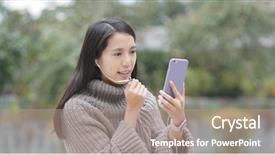  Presentation with stream - Presentation with asia audience - woman making live stream background and a  colored foreground