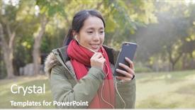  Presentation with live video streaming - Colorful presentation theme enhanced with asia audience - woman making live stream backdrop and a  colored foreground