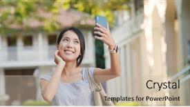  Presentation with let your dreams take flight - Audience pleasing presentation theme consisting of asia audience - woman take selfie on cellphone backdrop and a soft green colored foreground