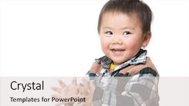  Presentation with asia - Presentation design having asia baby boy clapping hand background and a lemonade colored foreground