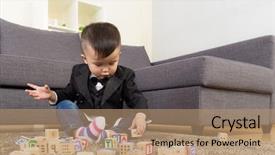  Presentation with baby toy - Presentation theme consisting of asia baby boy play wooden toy block background and a coral colored foreground