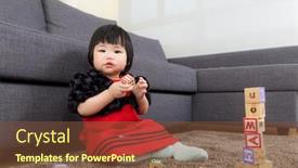  Presentation with baby toy - Presentation with asia baby girl built toy block background and a tawny brown colored foreground