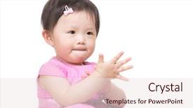  Presentation with baby girl welcome - Presentation design having asia baby girl clapping hand background and a  colored foreground