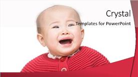  Presentation with baby crying - Audience pleasing PPT theme consisting of asia baby girl crying backdrop and a sky blue colored foreground