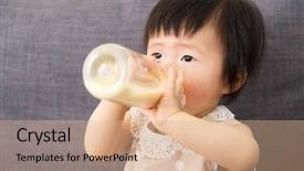  Presentation with baby milk - Presentation with asia baby girl feeding background and a coral colored foreground